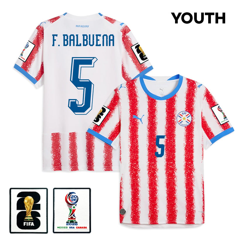 Fabián Balbuena 5 Youth Paraguay National Team 2026 Home Jersey - White/Red