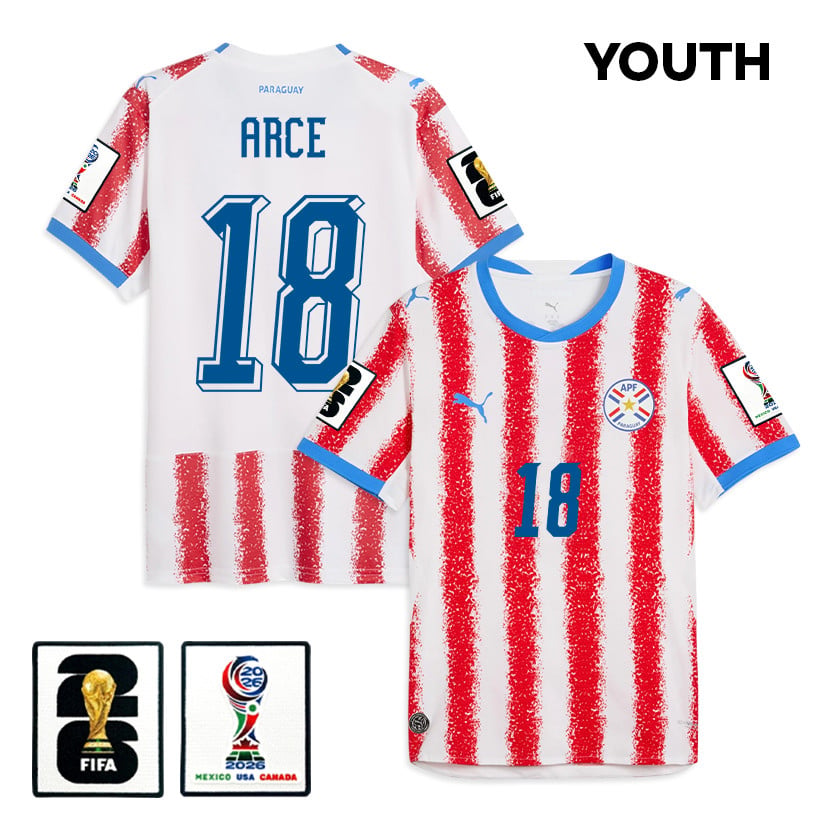Alex Arce 18 Youth Paraguay National Team 2026 Home Jersey - White/Red