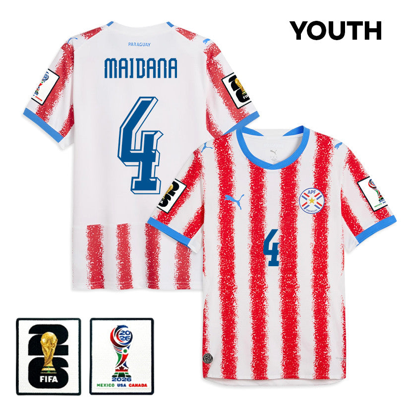 Alexandro Maidana 4 Youth Paraguay National Team 2026 Home Jersey - White/Red