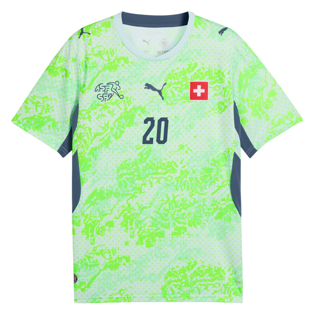 Luca Jaquez 20 Switzerland National Team 2026 x World Cup Patch Away Jersey - Men, Green