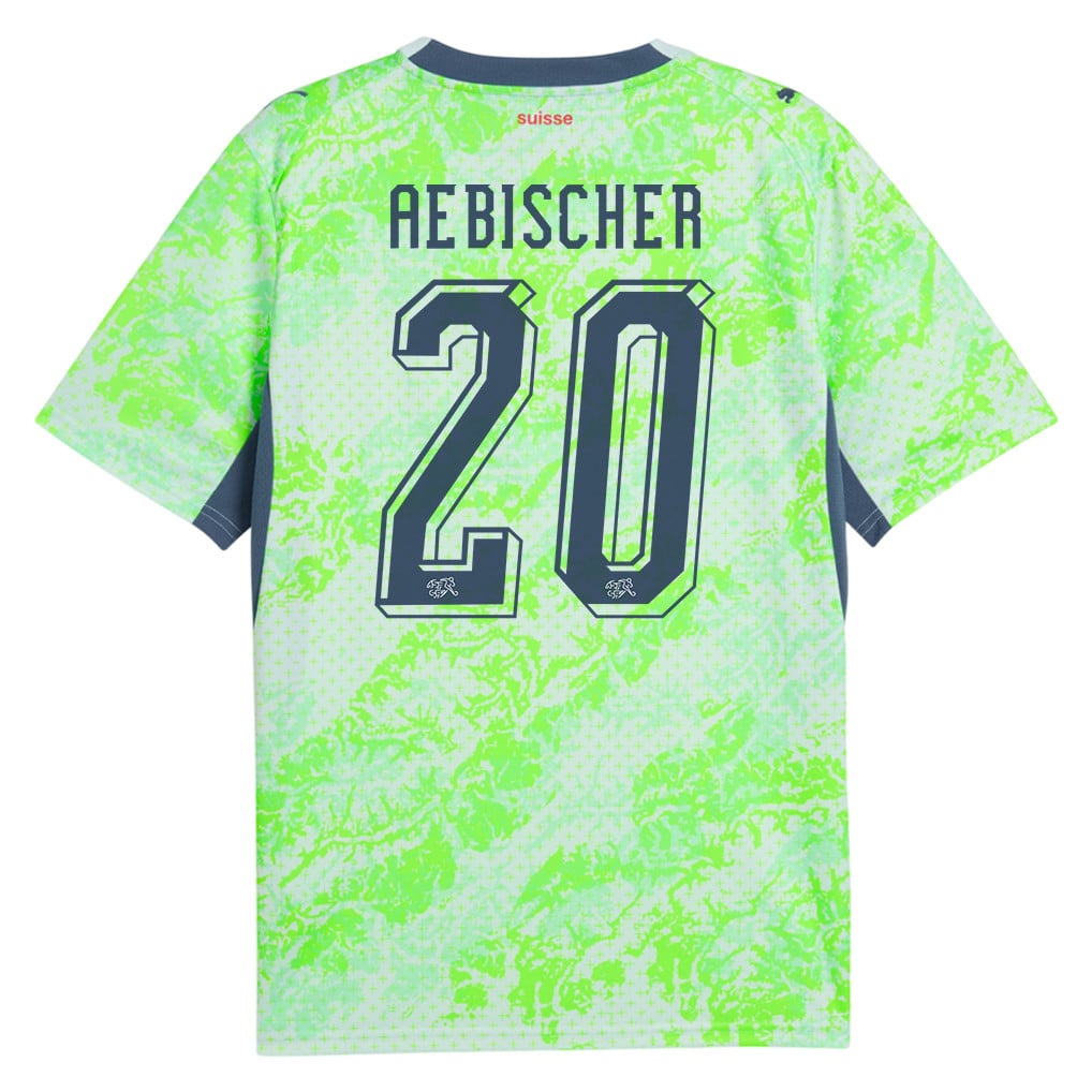 Michel Aebischer 20 Switzerland National Team 2026 x World Cup Patch Away Jersey - Men, Green