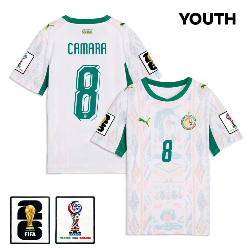 Lamine Camara 8 Youth Senegal National Team 2026 Home Jersey - White