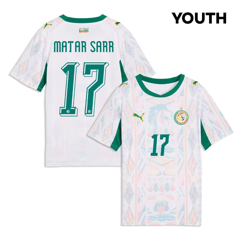 Pape Matar Sarr 17 Youth Senegal National Team 2026 Home Jersey - White