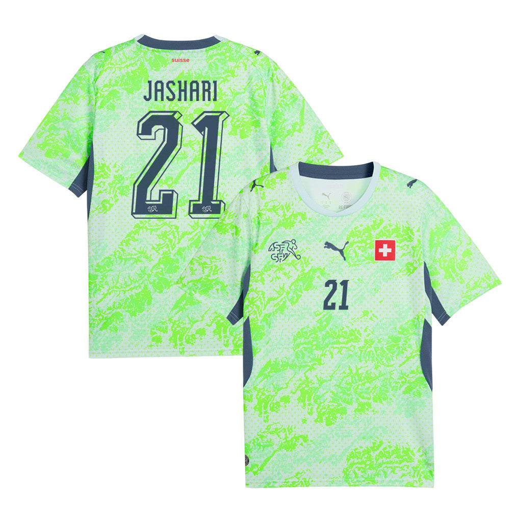 Ardon Jashari 21 Switzerland National Team 2026 Away Jersey - Men, Green