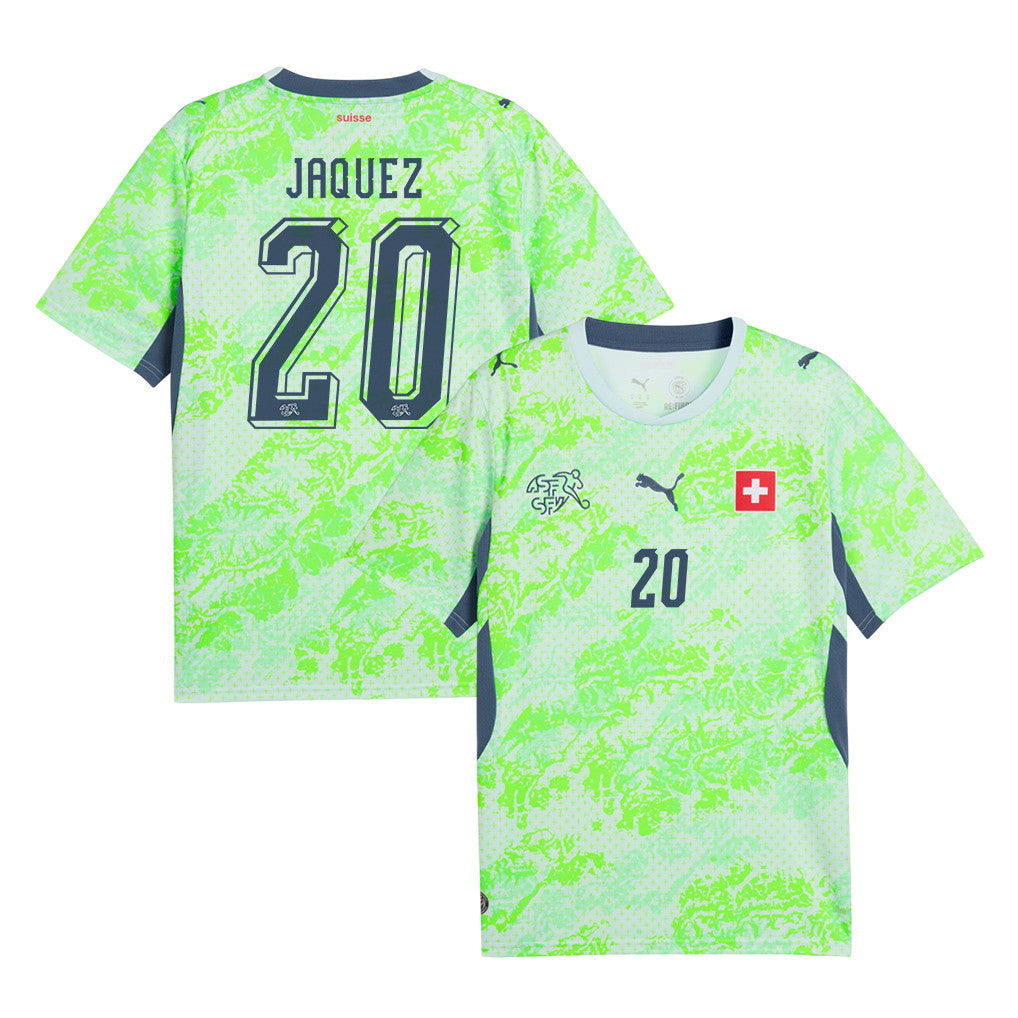 Luca Jaquez 20 Switzerland National Team 2026 Away Jersey - Men, Green