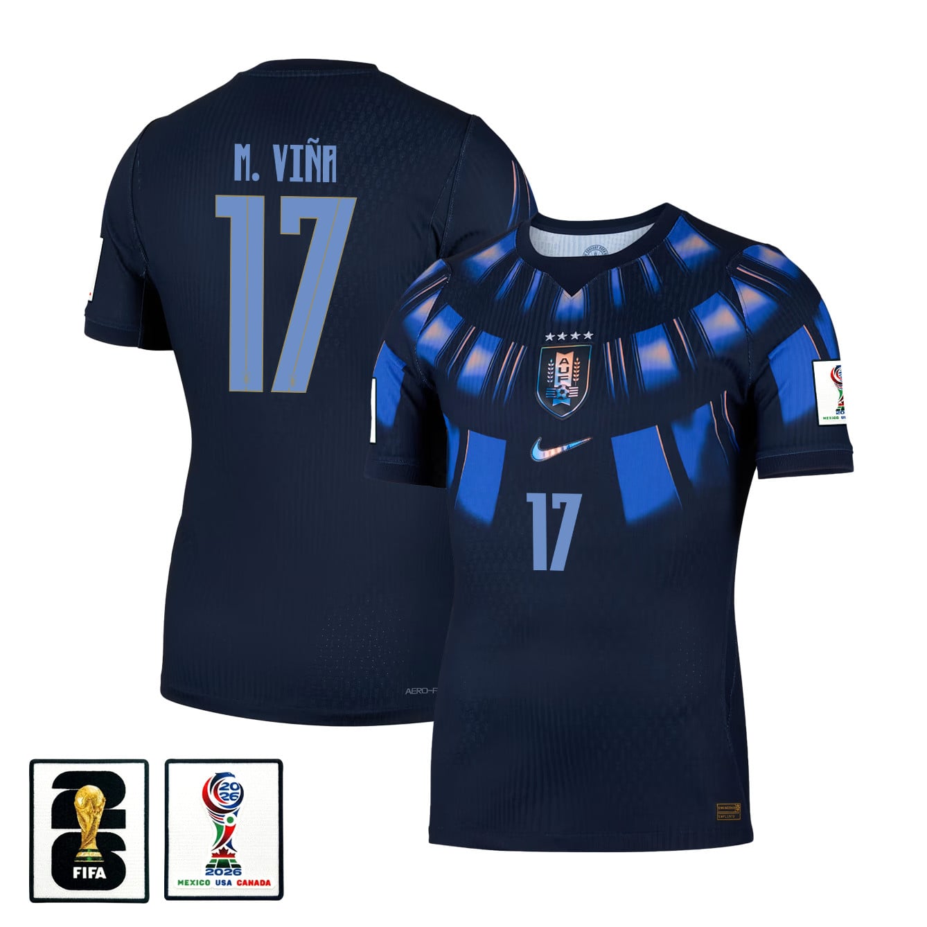 Matías Viña 17 Uruguay National Team 2026 Away Jersey - Navy, Men
