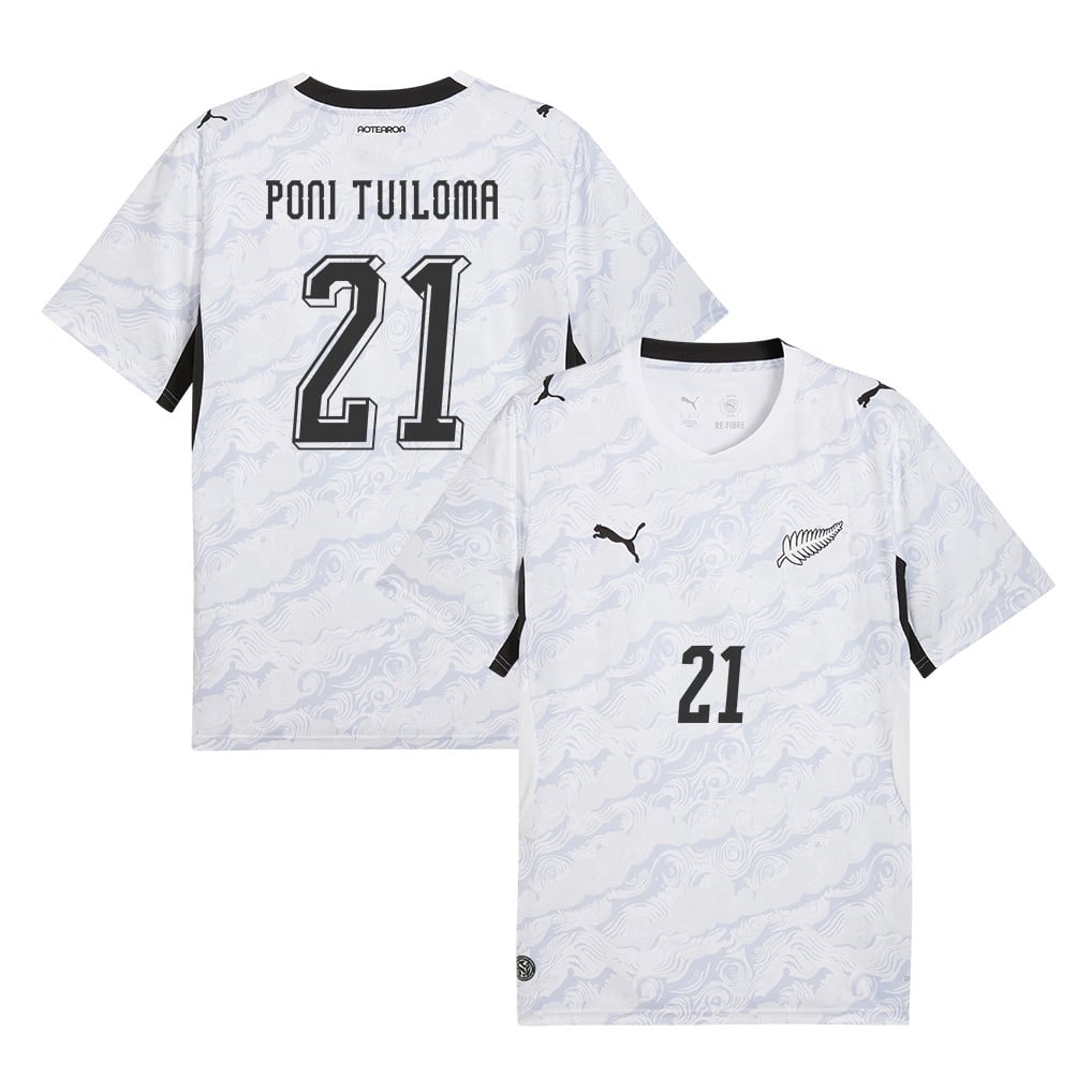 Bill Poni Tuiloma 21 New Zealand National Team 2026 Away Jersey - White, Men