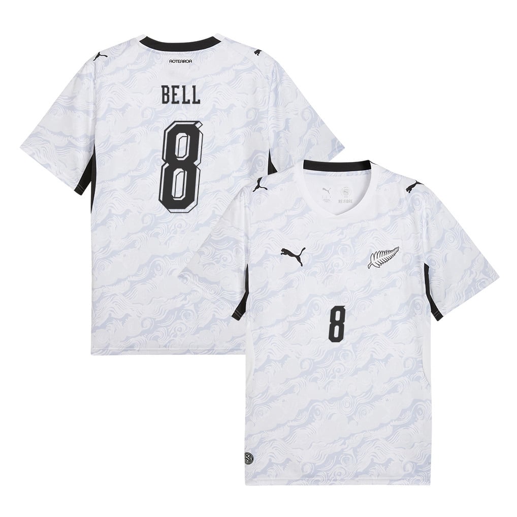 Joe Bell 8 New Zealand National Team 2026 Away Jersey - White, Men
