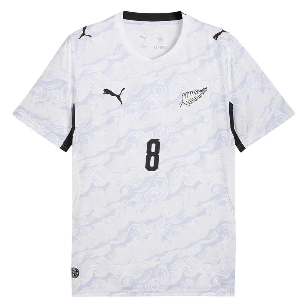 Joe Bell 8 New Zealand National Team 2026 Away Jersey - White, Men