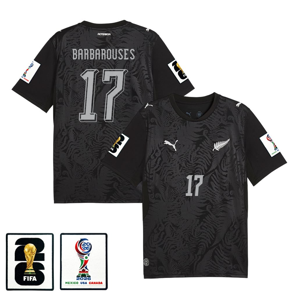 Kosta Barbarouses 17 New Zealand National Team 2026 Home Jersey - Black, Men