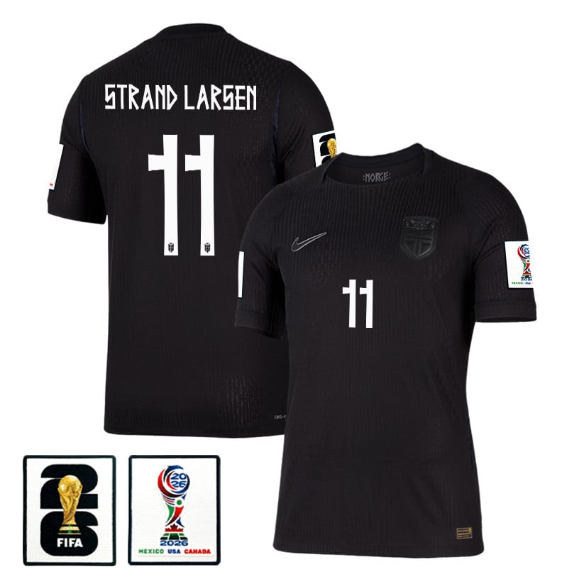Joergen Strand Larsen 11 Norway National Team 2026 Away Jersey - Black, Men