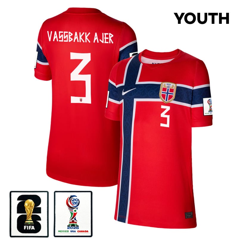 Kristoffer Vassbakk Ajer 3 Youth Norway National Team 2026 Home Jersey - Red