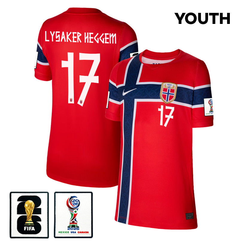 Torbjoern Lysaker Heggem 17 Youth Norway National Team 2026 Home Jersey - Red