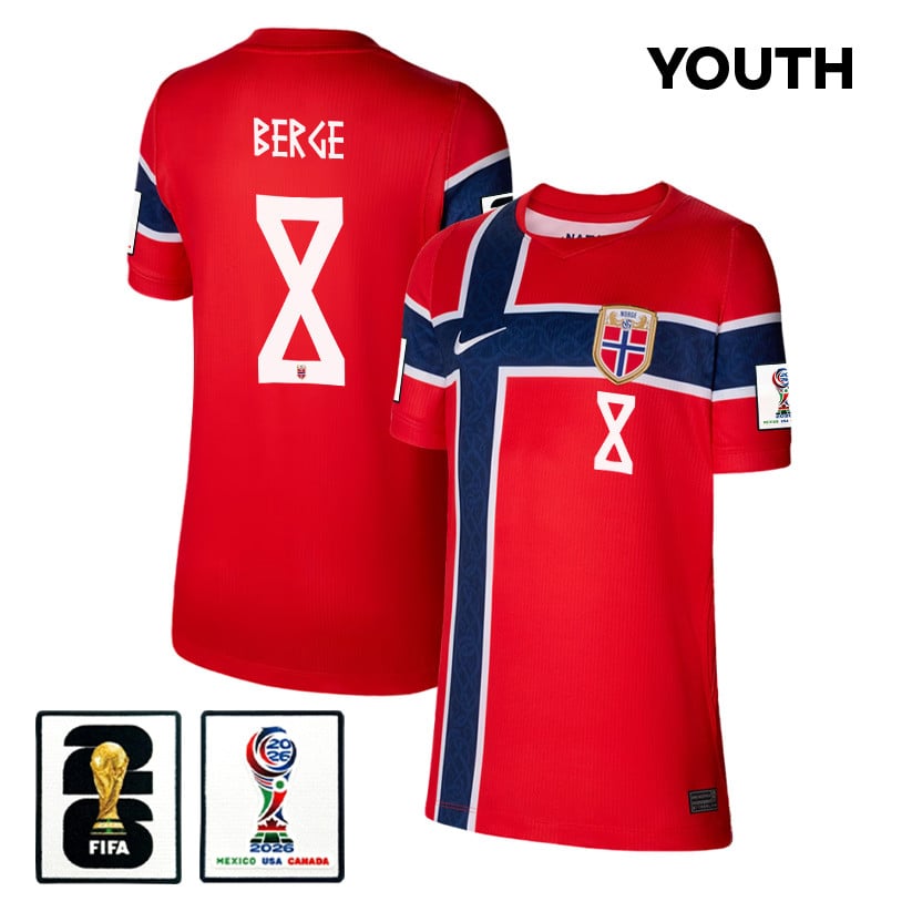 Sander Berge 8 Youth Norway National Team 2026 Home Jersey - Red