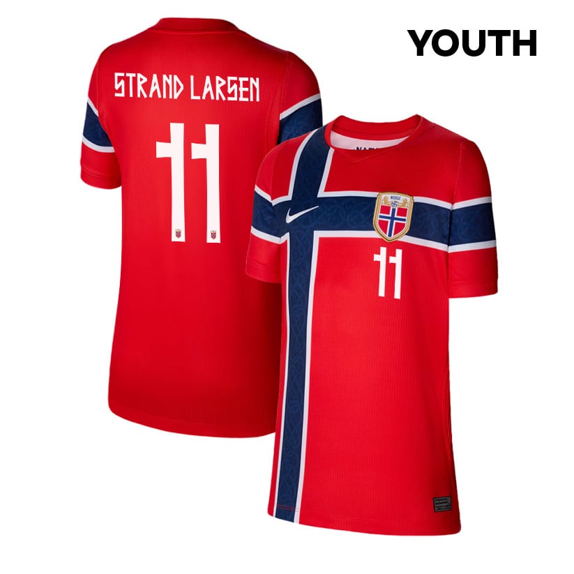 Joergen Strand Larsen 11 Youth Norway National Team 2026 Home Jersey - Red