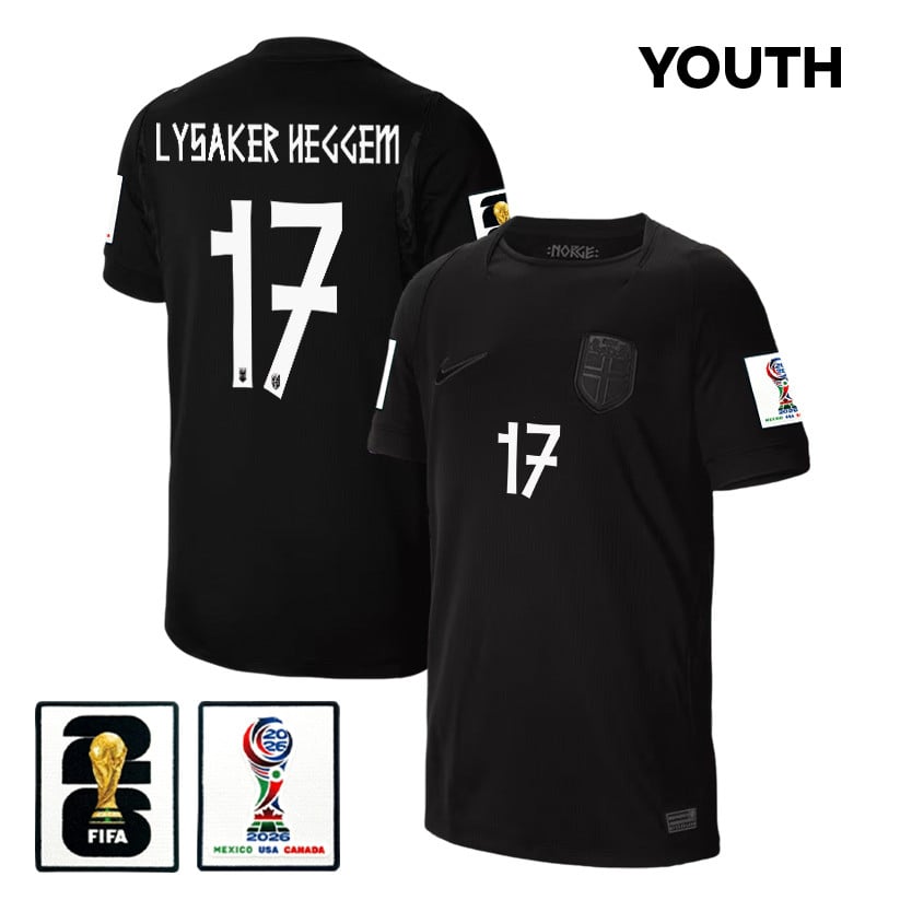 Torbjoern Lysaker Heggem 17 Youth Norway National Team 2026 Away Jersey - Black