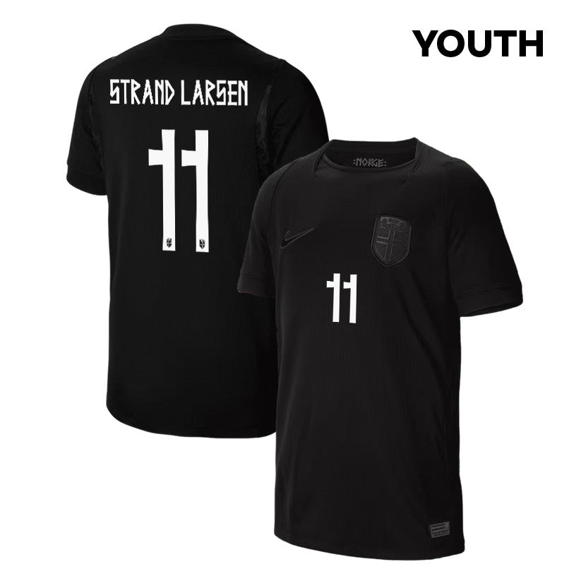 Joergen Strand Larsen 11 Youth Norway National Team 2026 Away Jersey - Black