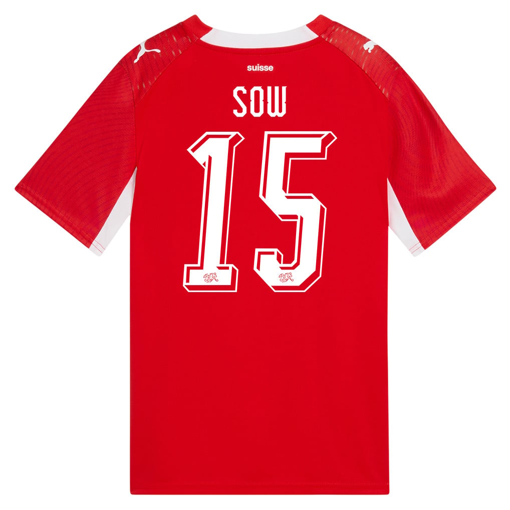 Djibril Sow 15 Youth Switzerland National Team 2026 Home Jersey - Red