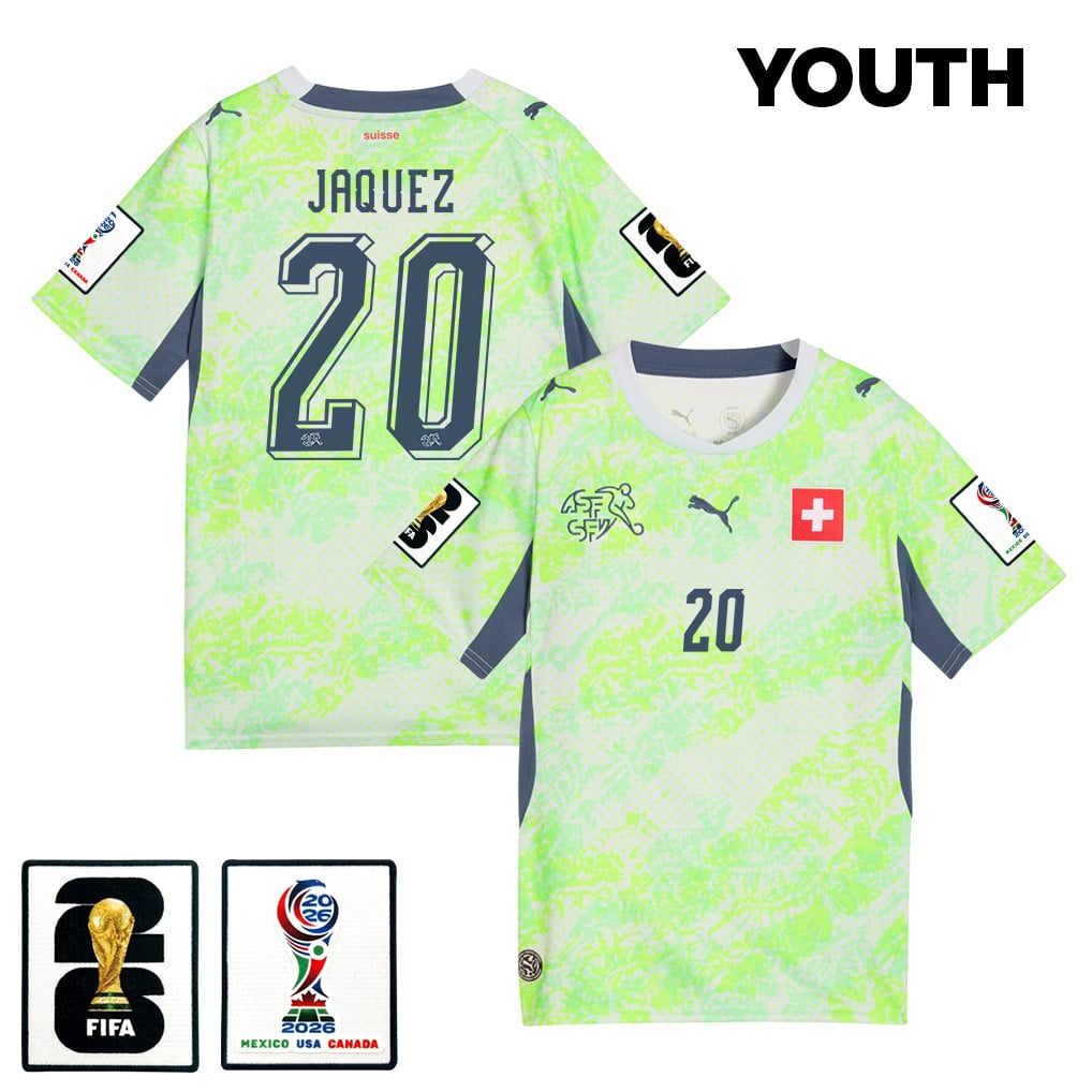 Luca Jaquez 20 Youth Switzerland National Team 2026 Away Jersey - Green