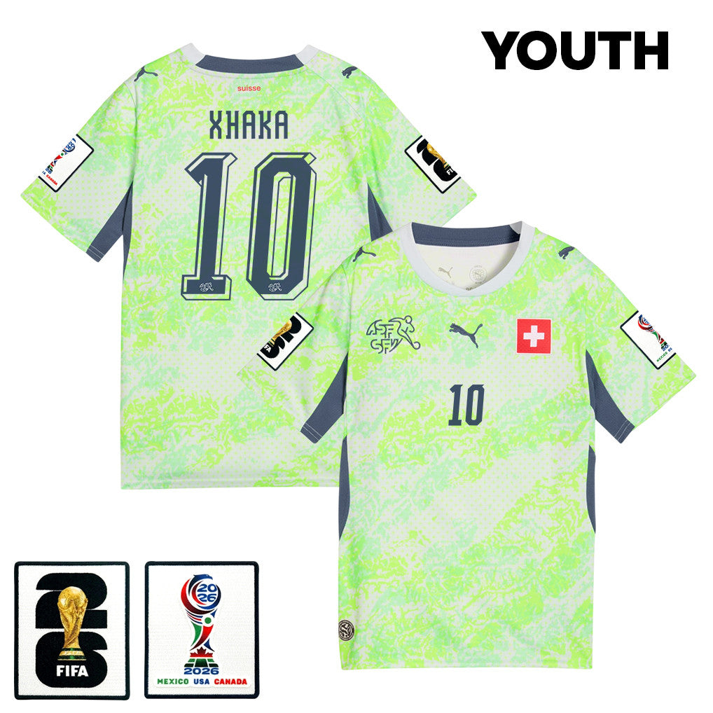 Granit Xhaka 10 Youth Switzerland National Team 2026 Away Jersey - Green