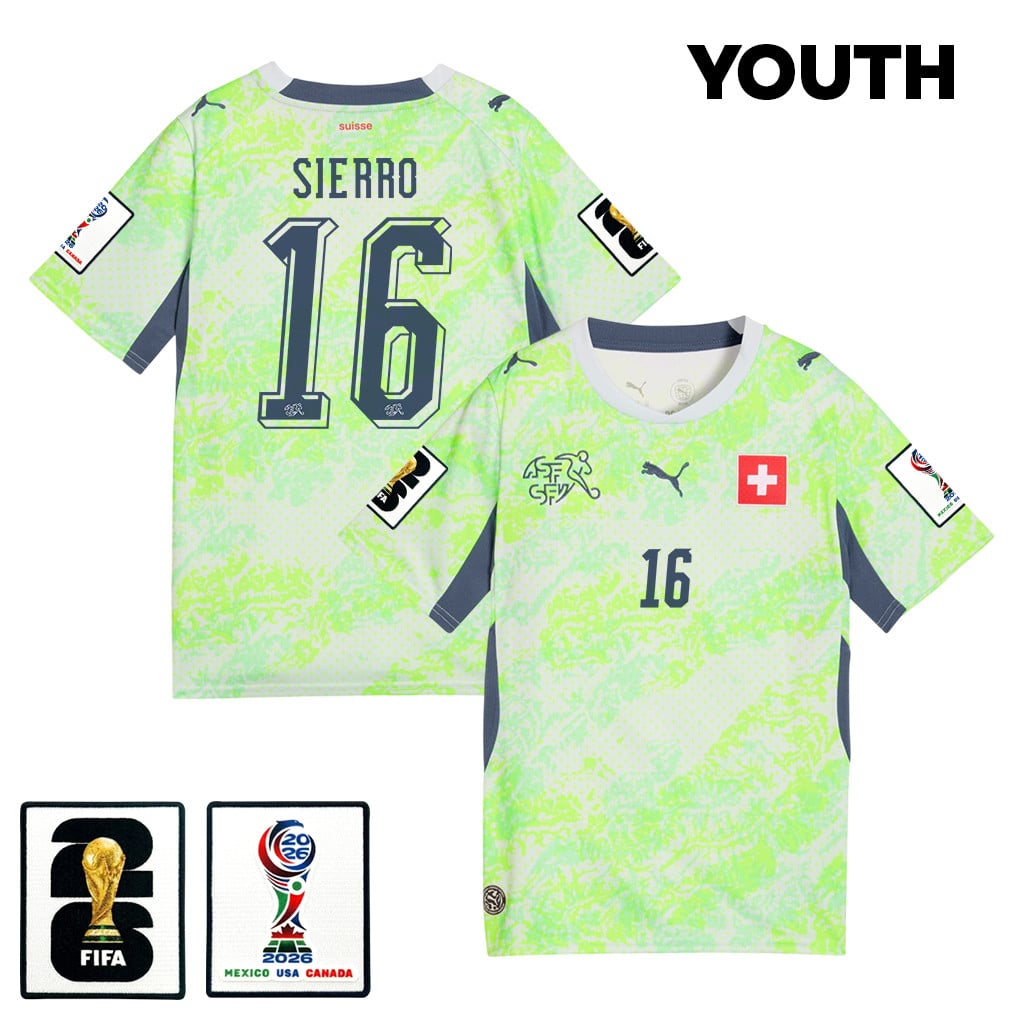 Vincent Sierro 16 Youth Switzerland National Team 2026 Away Jersey - Green