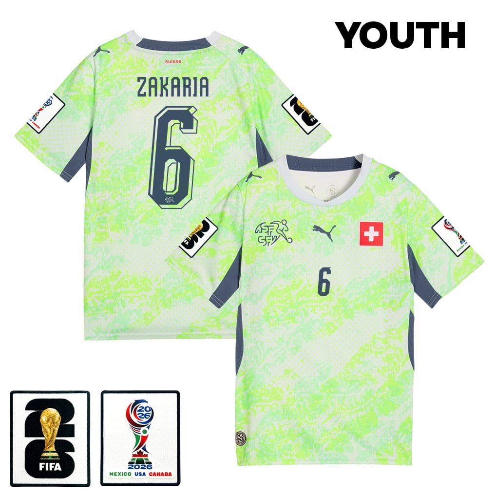 Denis Zakaria 6 Youth Switzerland National Team 2026 Away Jersey - Green