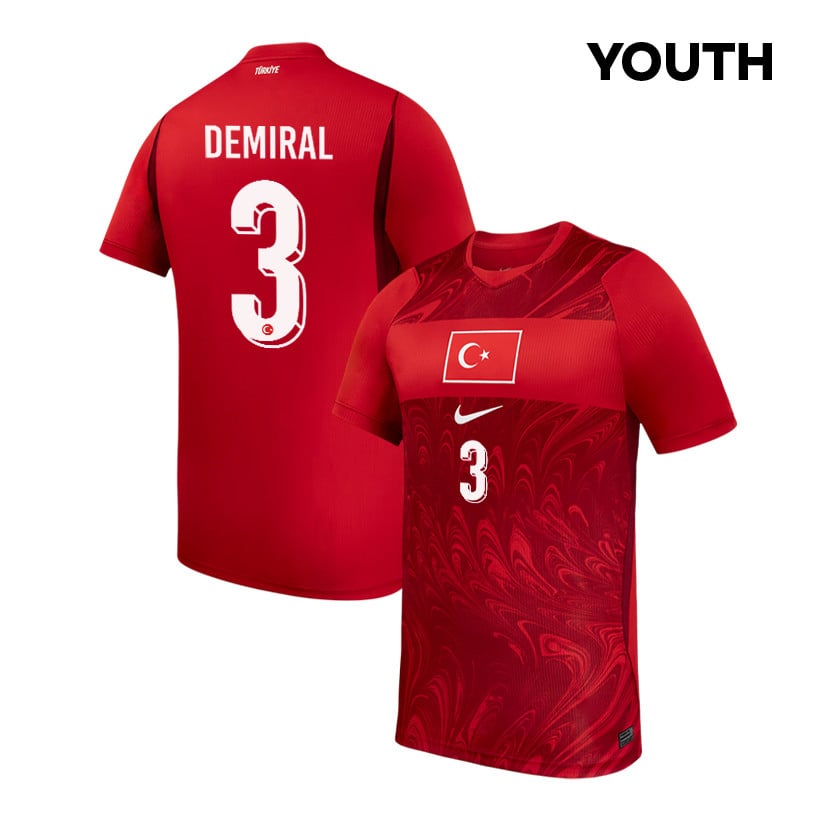 Merih Demiral 3 Youth Turkey National Team 2026 Home Jersey - Red