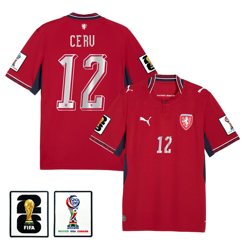 Lukas Cerv 12 Czech Republic National Team 2026 Home Jersey - Red, Men