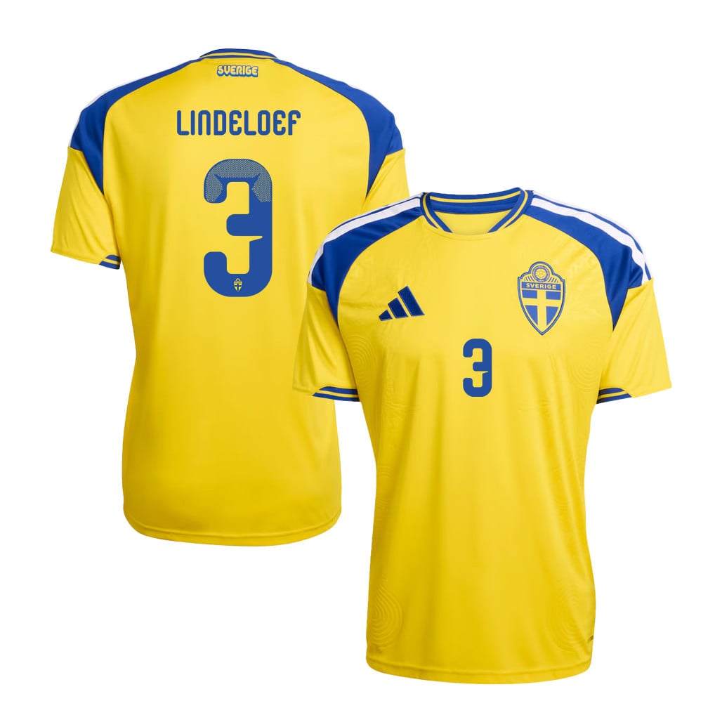 Victor Lindeloef 3 Sweden National Team 2026 Home Jersey - Yellow, Men