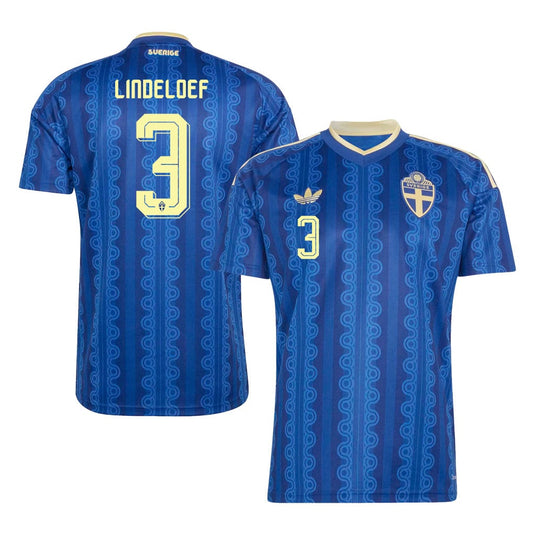 Victor Lindeloef 3 Sweden National Team 2026 Away Jersey - Blue, Men