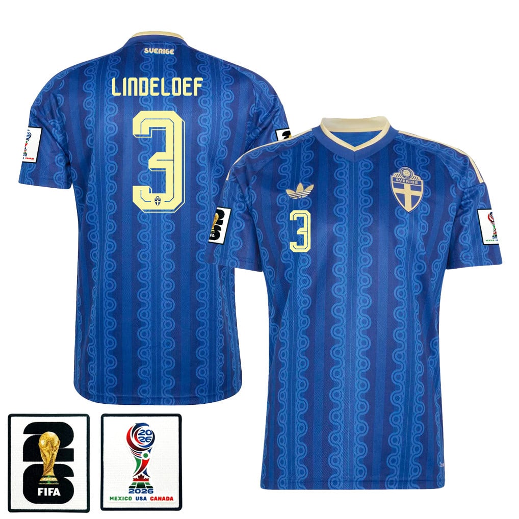 Victor Lindeloef 3 Sweden National Team 2026 Away Jersey - Blue, Men