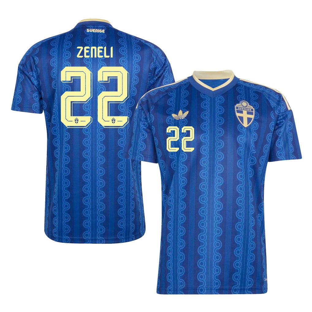 Besfort Zeneli 22 Sweden National Team 2026 Away Jersey - Blue, Men