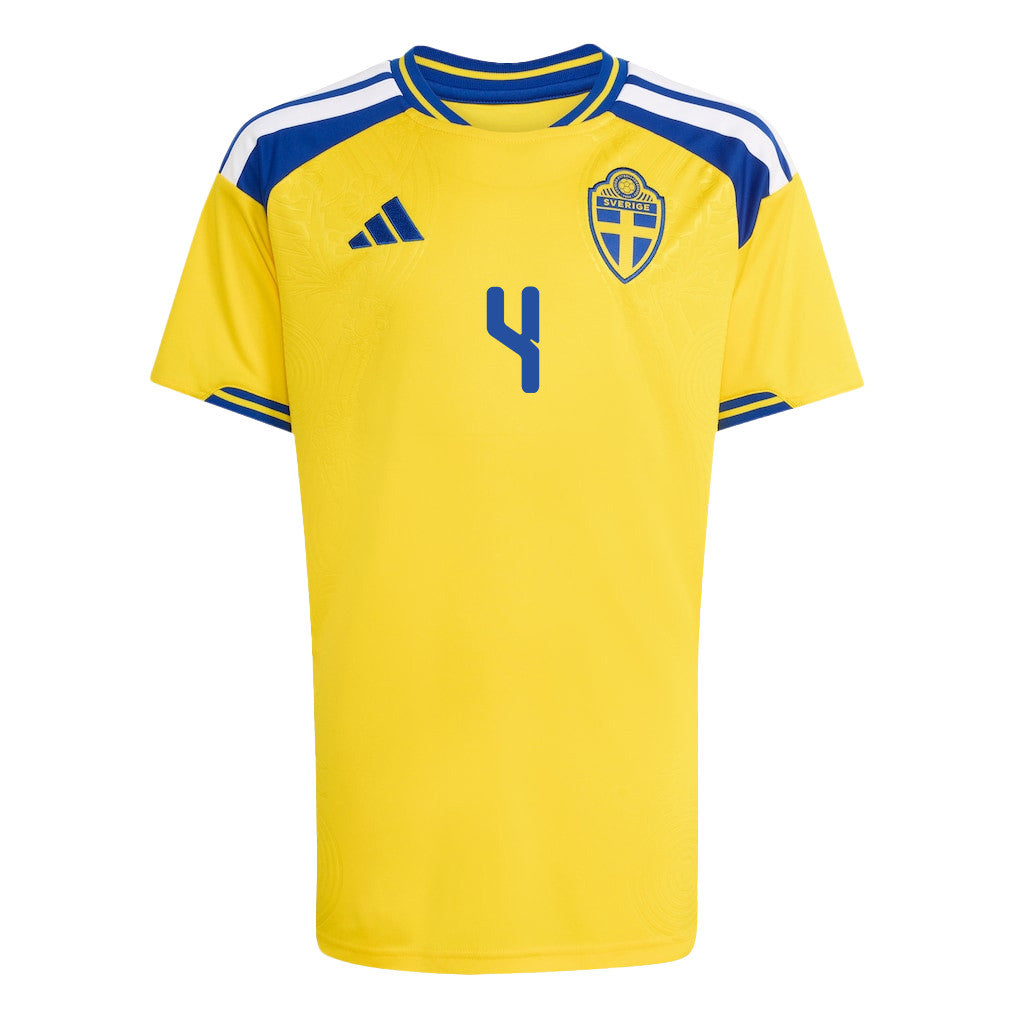Isak Hien 4 Youth Sweden National Team 2026 Home Jersey - Yellow