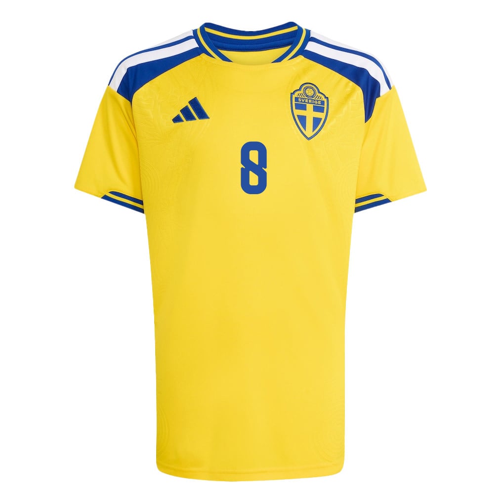 Daniel Svensson 8 Youth Sweden National Team 2026 Home Jersey - Yellow