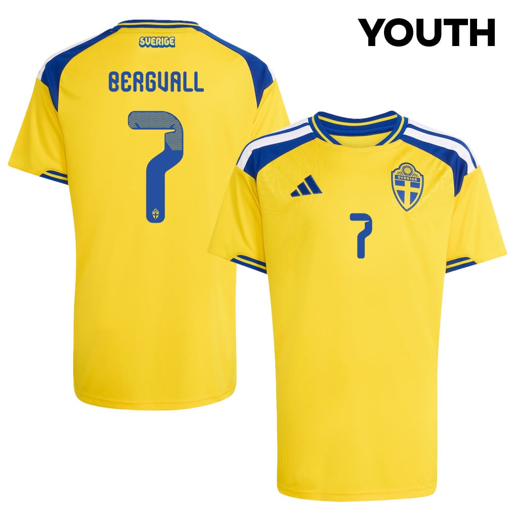 Lucas Bergvall 7 Youth Sweden National Team 2026 Home Jersey - Yellow
