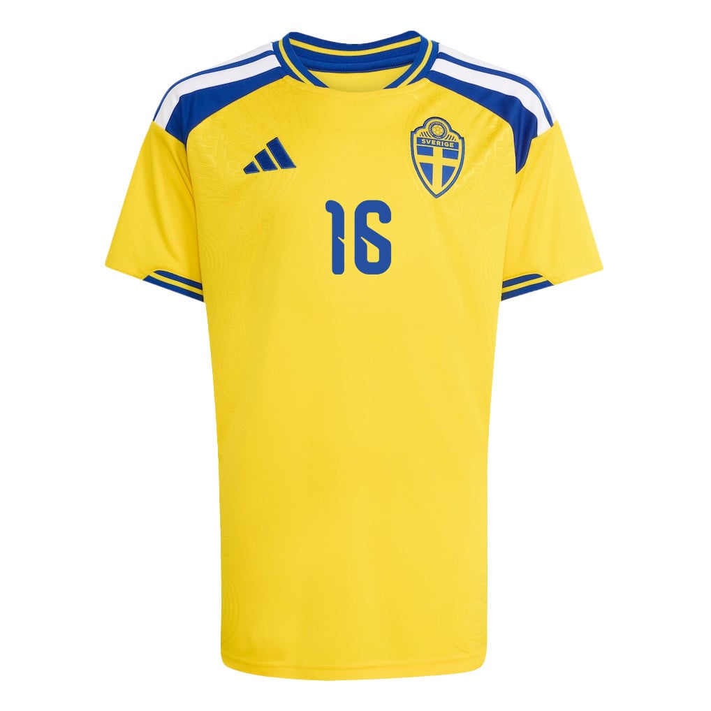 Jesper Karlstroem 16 Youth Sweden National Team 2026 Home Jersey - Yellow