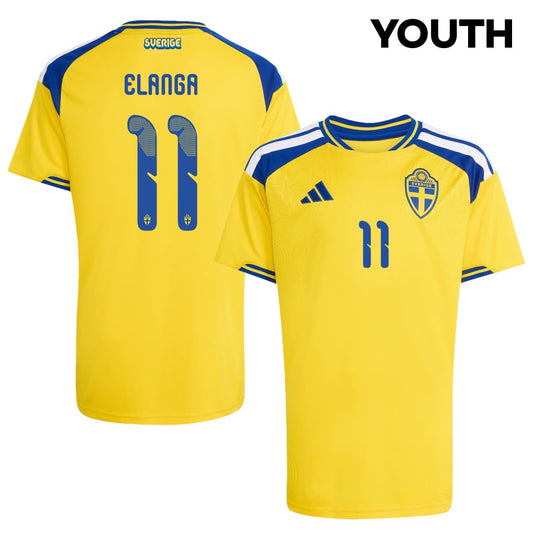 Anthony Elanga 11 Youth Sweden National Team 2026 Home Jersey - Yellow