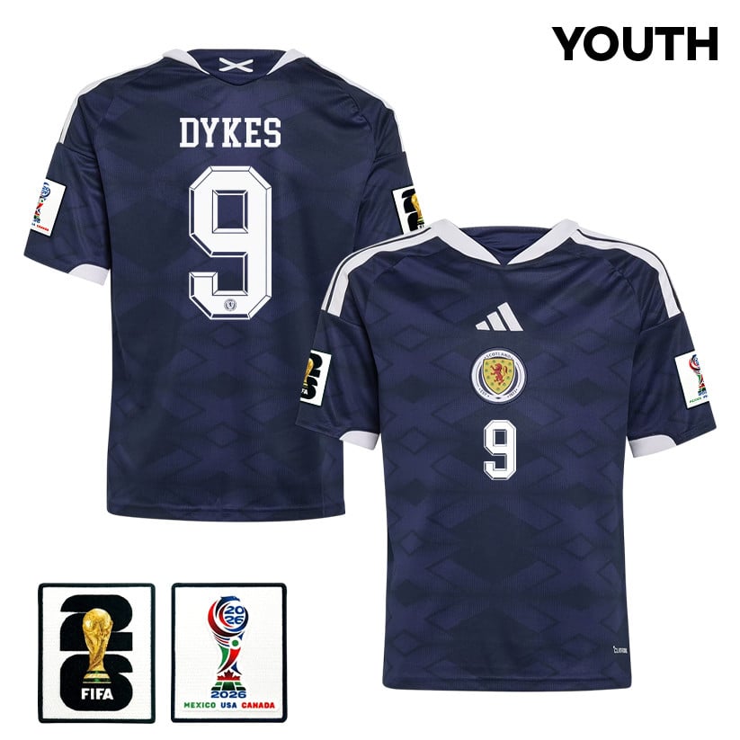 Lyndon Dykes 9 Youth Scotland National Team 2026 Home Jersey - Navy