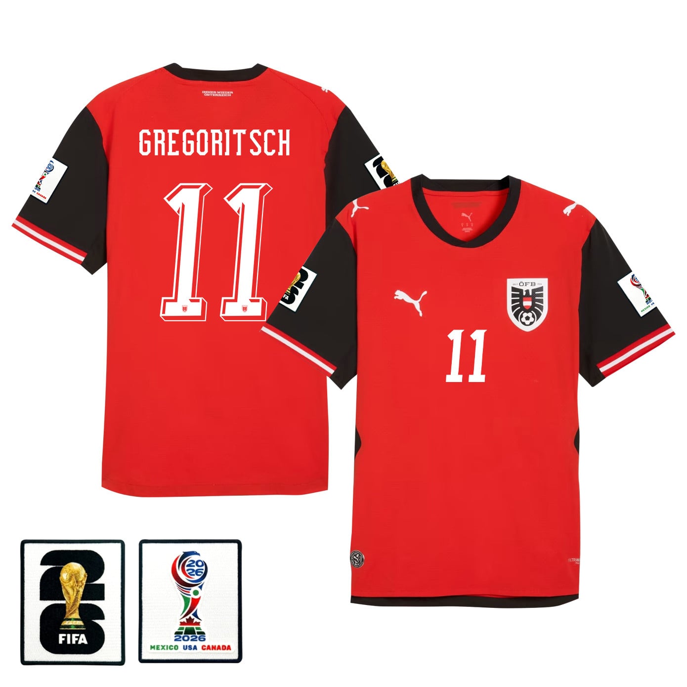 Michael Gregoritsch 11 Austria National Team 2026 Home Jersey - Red, Men