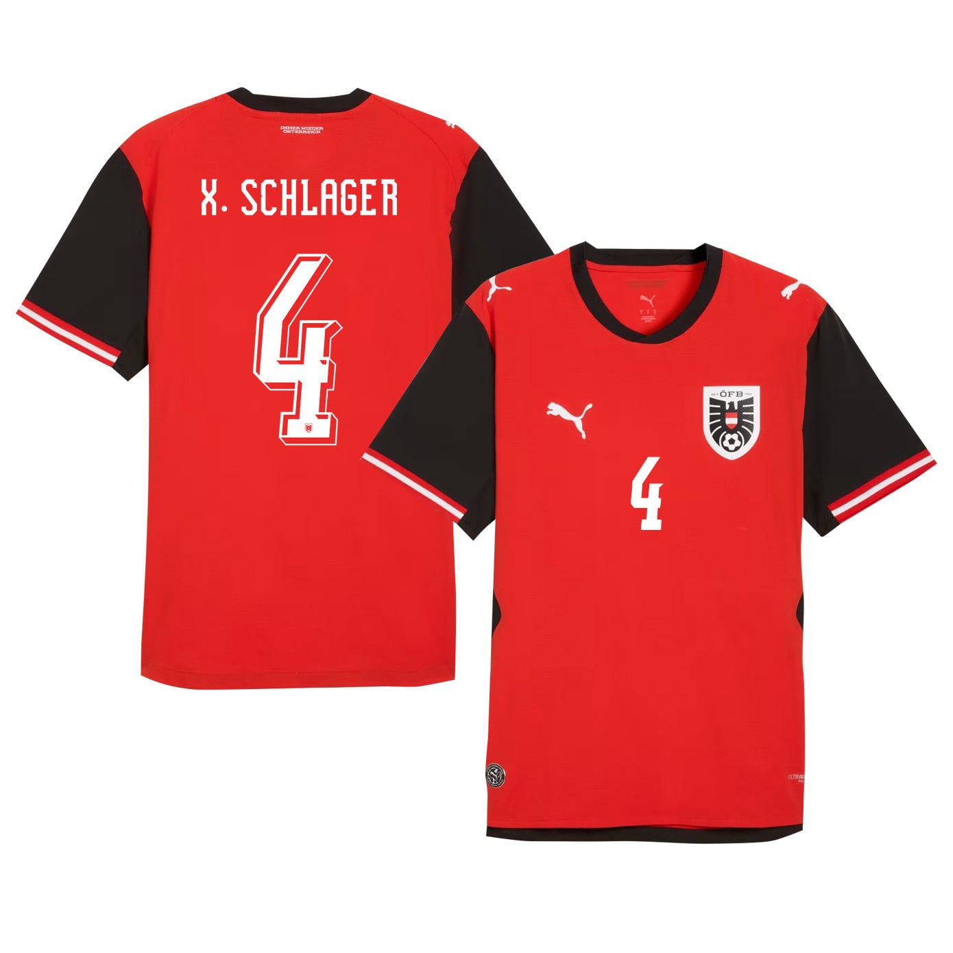 Xaver  Schlager 4 Austria National Team 2026 Home Jersey - Red, Men