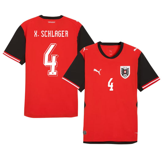 Xaver  Schlager 4 Austria National Team 2026 Home Jersey - Red, Men