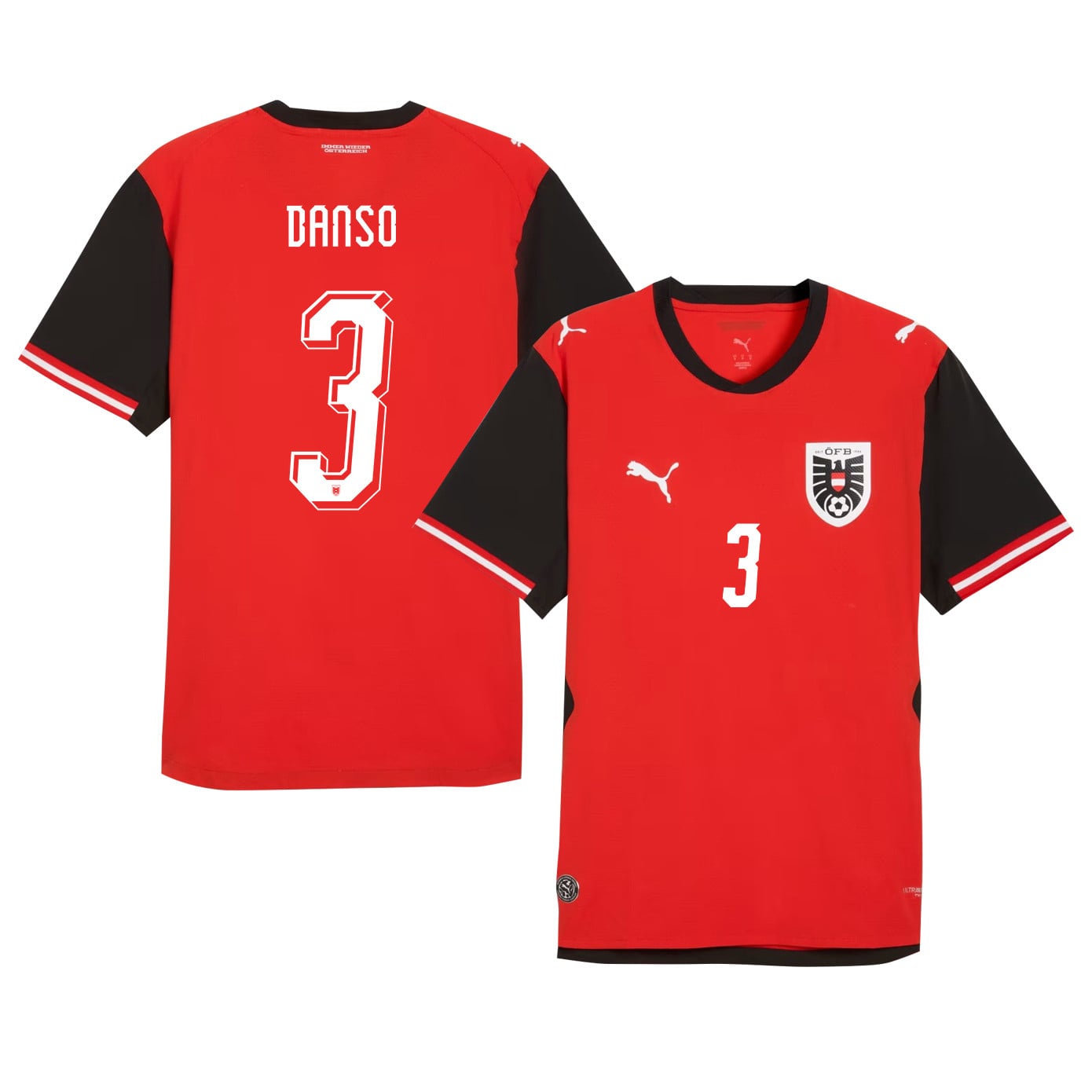 Kevin Danso 3 Youth Austria National Team 2026 Home Jersey - Red