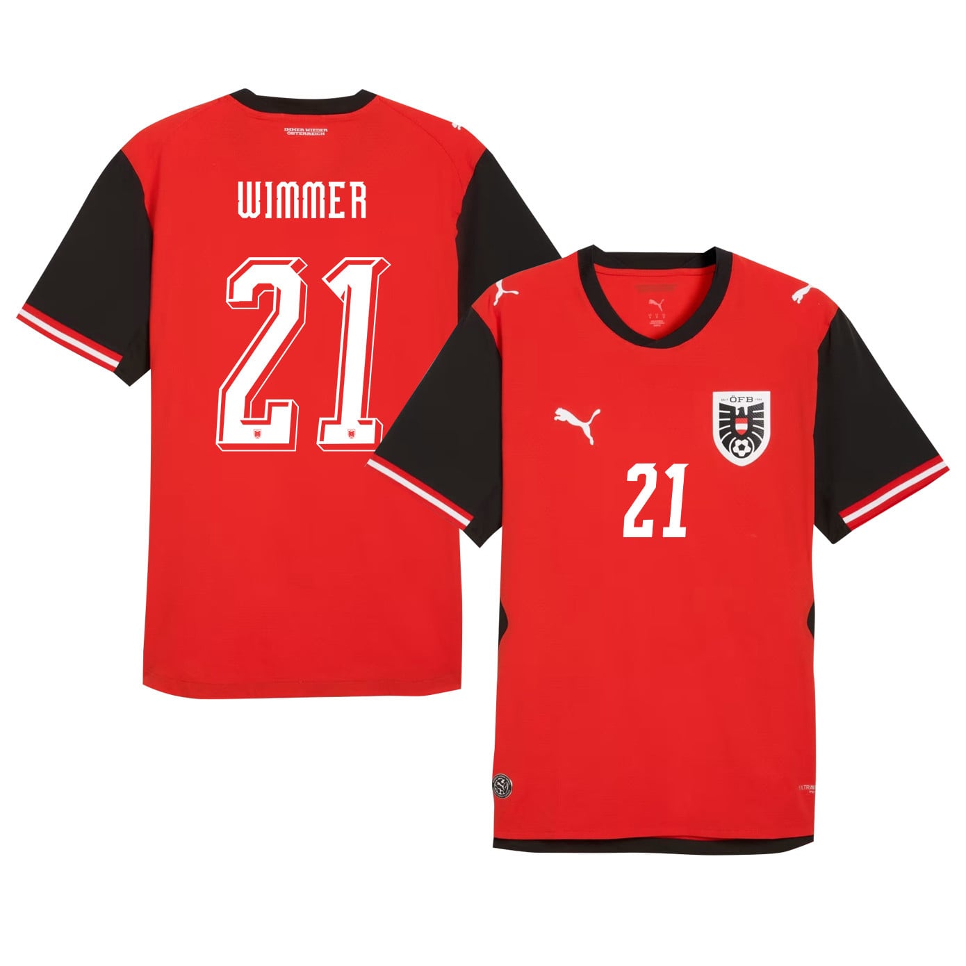 Patrick Wimmer 21 Youth Austria National Team 2026 Home Jersey - Red