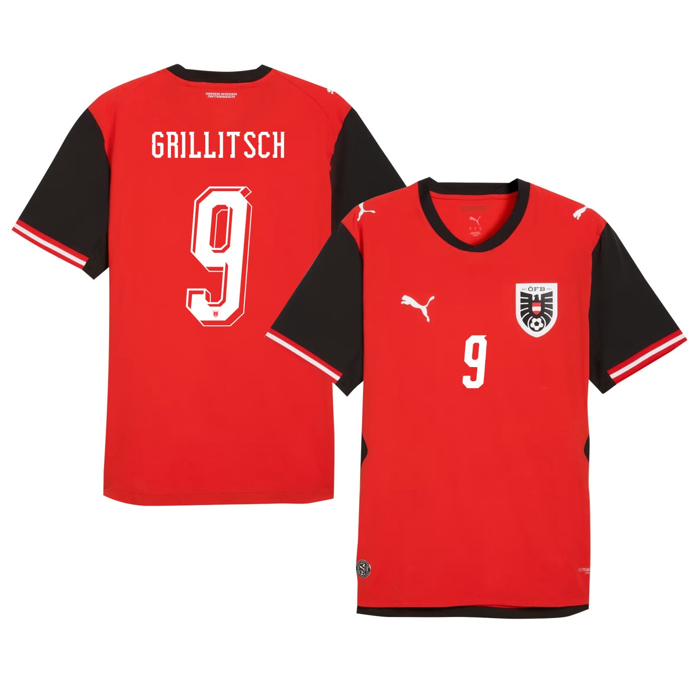 Florian Grillitsch 9 Youth Austria National Team 2026 Home Jersey - Red