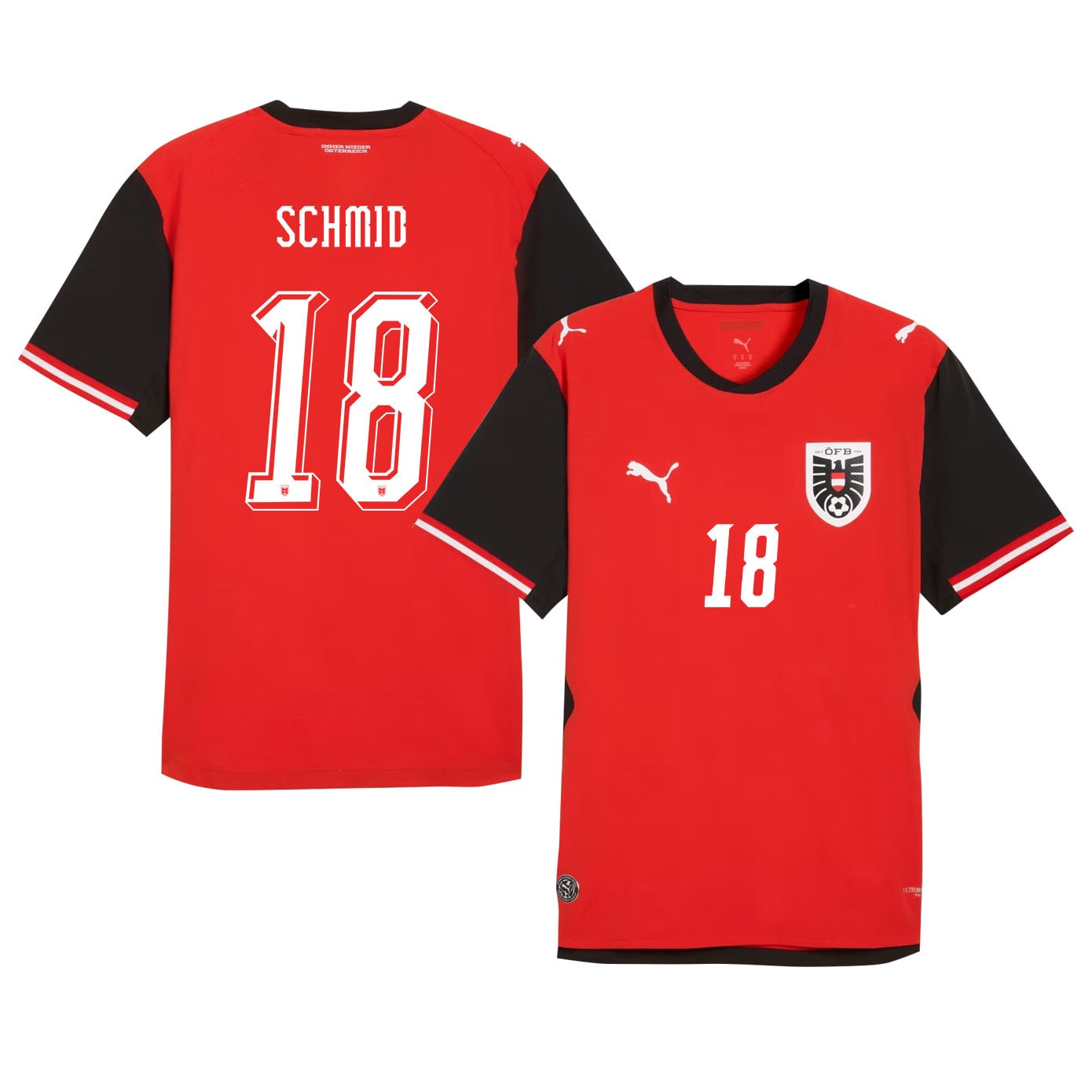 Romano Schmid 18 Youth Austria National Team 2026 Home Jersey - Red