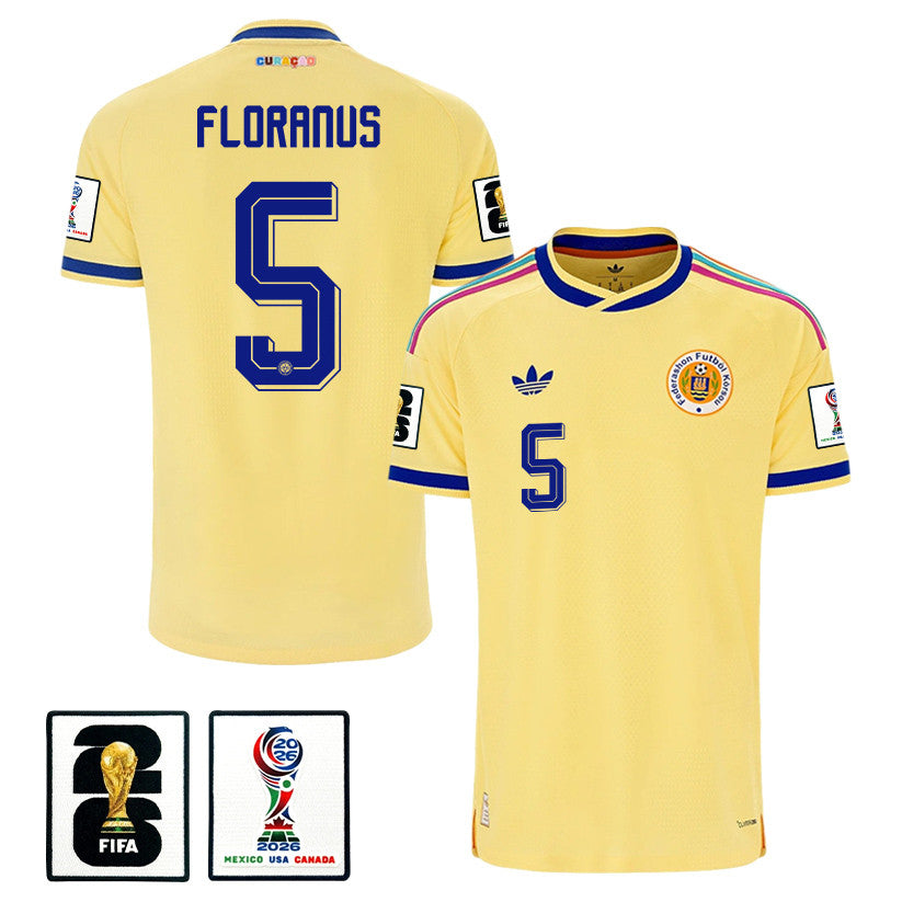 Sherel Floranus 5 Curaçao National Team 2026 Away Jersey - Yellow, Men