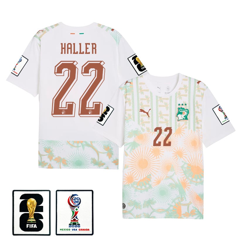 Sébastien Haller 22 Ivory Coast National Team 2026 Away Jersey - White, Men