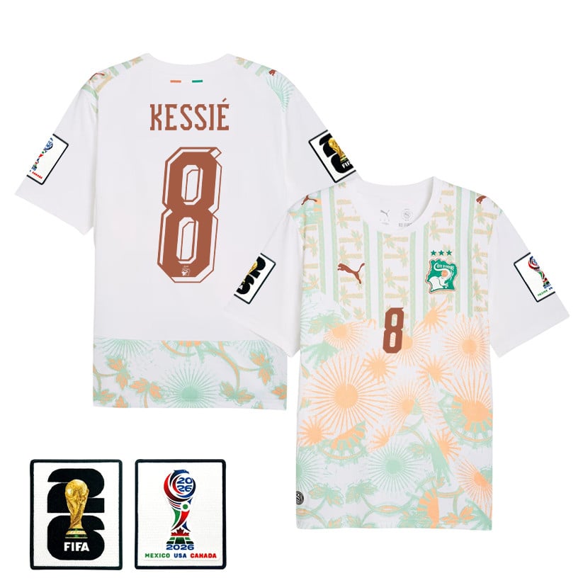 Franck Kessié 8 Ivory Coast National Team 2026 Away Jersey - White, Men
