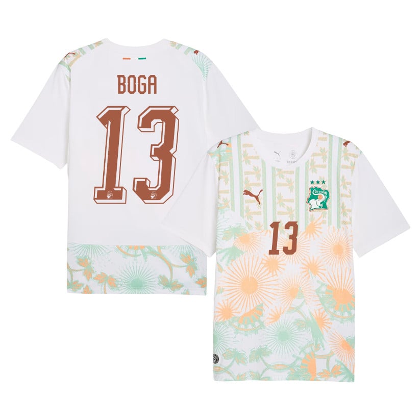 Jérémie Boga 13 Ivory Coast National Team 2026 Away Jersey - White, Men