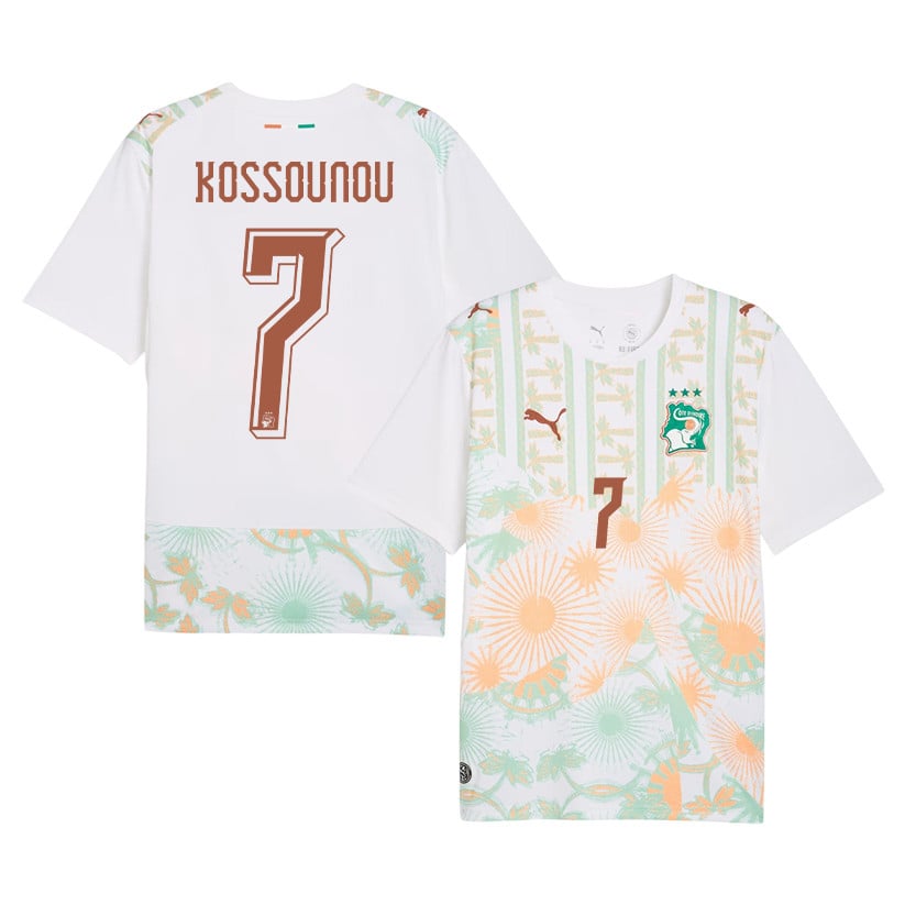 Odilon Kossounou 7 Ivory Coast National Team 2026 Away Jersey - White, Men